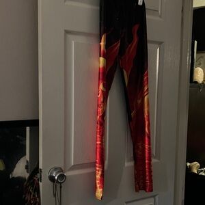 Fiery Red and Black Leggings